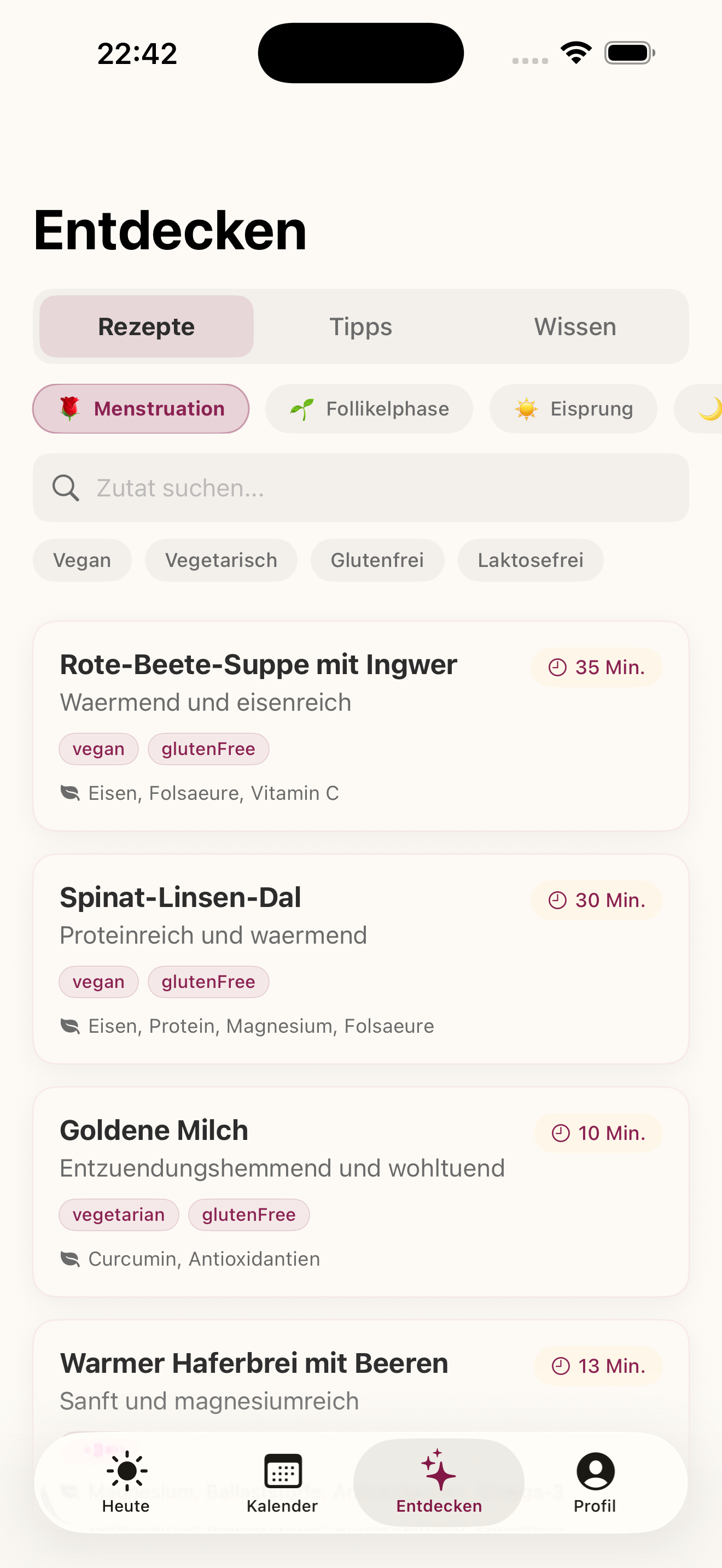 Entdecken — Rezepte passend zur Zyklusphase